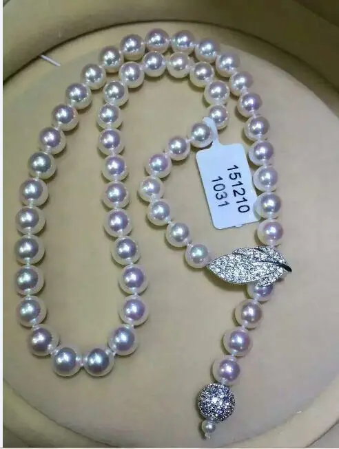 

single strand 9-10mm south sea round white pearl necklace 24"silver