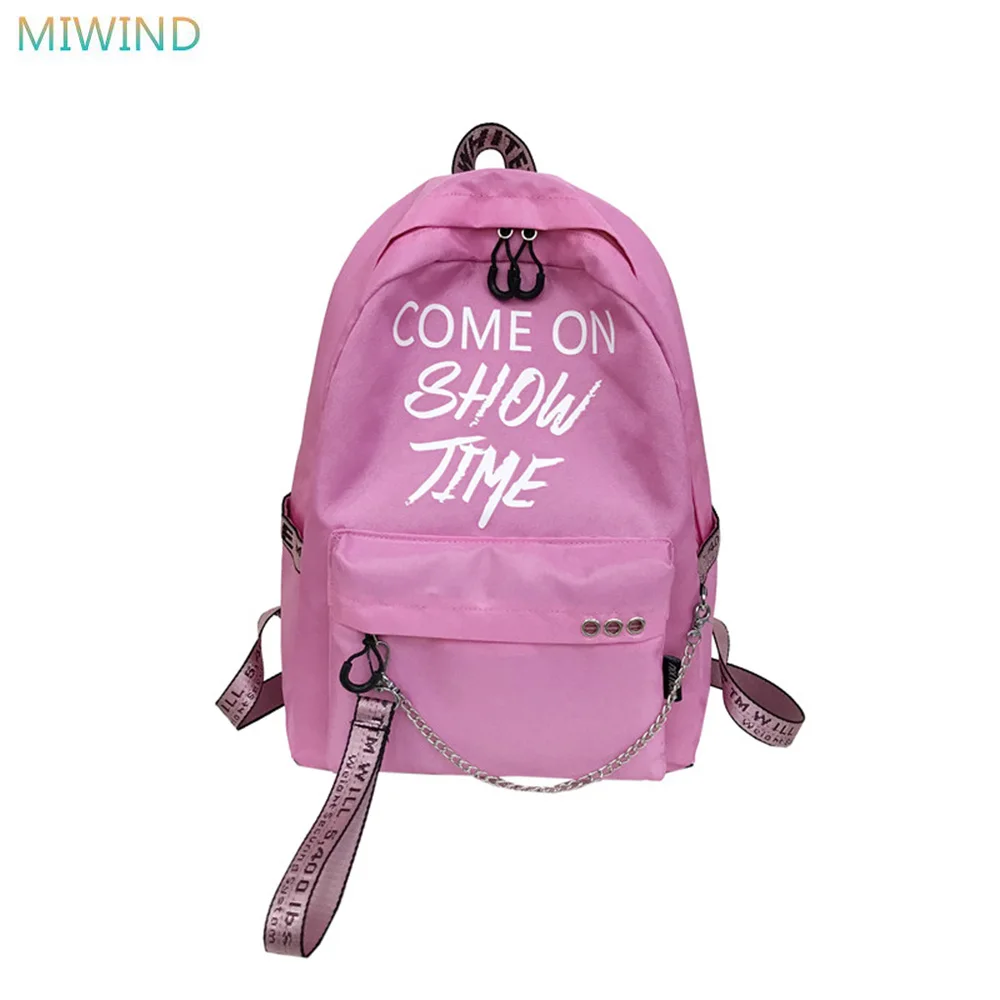 

MIWIND 2018 New Korean Style Student Bag Fashion Trend Shoulder Bag Alphabet Printed Male And Female Backpack JQ1011