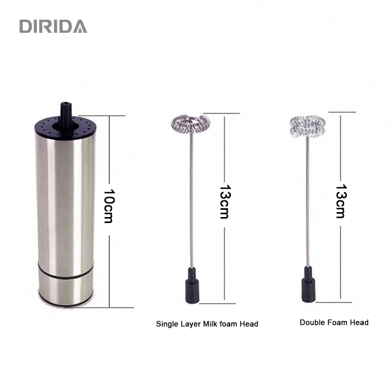 DIRIDA, Электрический миксер для еды, ручной блендер, двойной пружинный венчик, насадка из нержавеющей стали, Миксер для напитков, кофе и молока, яиц