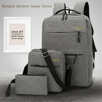 

3Pcs/Set Women Men Casual Anti Theft Backpack USB Port Water Repellent Charging Travel Laptop School Bag Large Capacity 2019 New