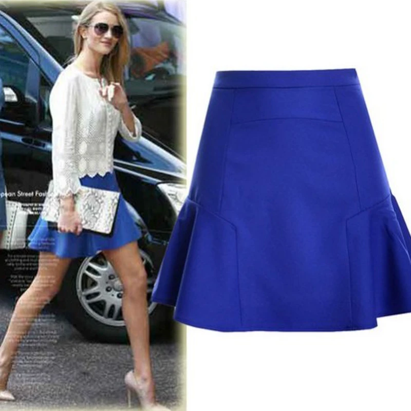 Liva Gril Verano 2017 Nueva Moda Vintage Mermaid Ruffles Faldas Mujeres Sexy Azul Mini Faldas BB2005|blue skirt|fashion mini skirtmini skirt - AliExpress