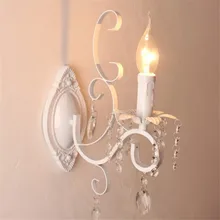 Ретро Лофт настенный светильник белый черный железный кристалл деко настенный светильник для спальни ресторана прохода паба кафе фонарь бра