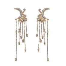 

Star Moon Long Earrings Korea Temperament Personality Pendant Earrings Exaggerated Atmosphere Earring Female