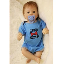 Lifelike Realistic Reborn Baby Doll Soft Vinyl Cloth Body 20 Inch Newborn Babies Boy With Blue Clothes Kids Birthday Xmas Gift