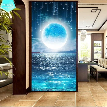 

PSHINY 5D DIY Diamond embroidery sale Moon Meteor Seascape Landscape Full Square rhinestone Diamond Painting cross stich