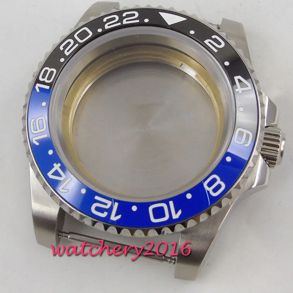 40 мм сапфировое стекло черный и синий керамический ободок с датой часы Чехол подходит 2836 miyota 82 движение Мужские часы