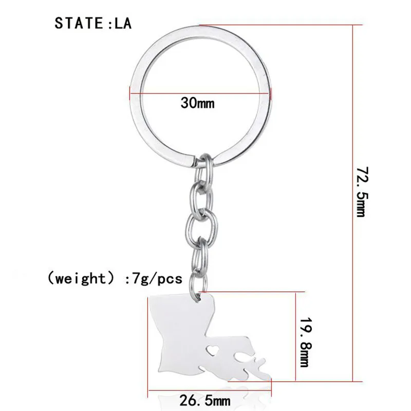 Elfin-Louisiana-Map-Key-Chains-LA-Map-Stainless-Steel-Bag-Car-Keychain-Key-Ring-For-Women