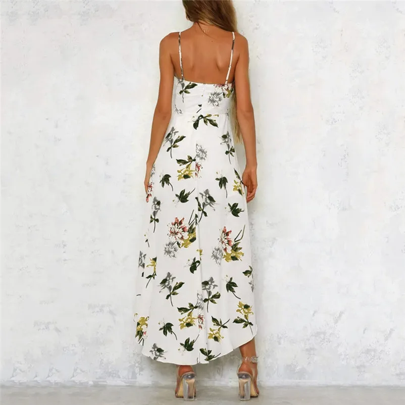 HOT sell NEW Fashion summer dress 2018 Womens Holiday Plunge Ladies Maxi Long Summer Floral Print Beach Dress vestido J21#N (9)