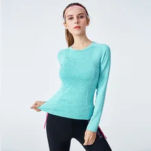Женский топ для йоги, футболка с длинным рукавом для фитнеса, быстросохнущие спортивные топы, рубашка для тренировок, Весенняя бесшовная футболка для фитнеса, спортивная одежда