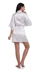 Модные шелковые невесты халат сексуальный Для женщин короткие свадебные кимоно халаты пижамы Ночная рубашка платье женщина халат пижамы