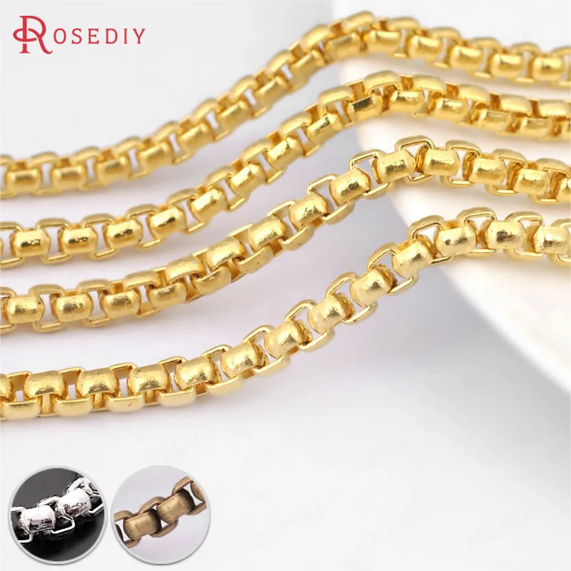 

(29430)2 Meters Thickness 2.5MM 3.5MM Iron Box Shape Square Link Chains Necklace Chains Diy Jewelry Findings Jewelry Accessories