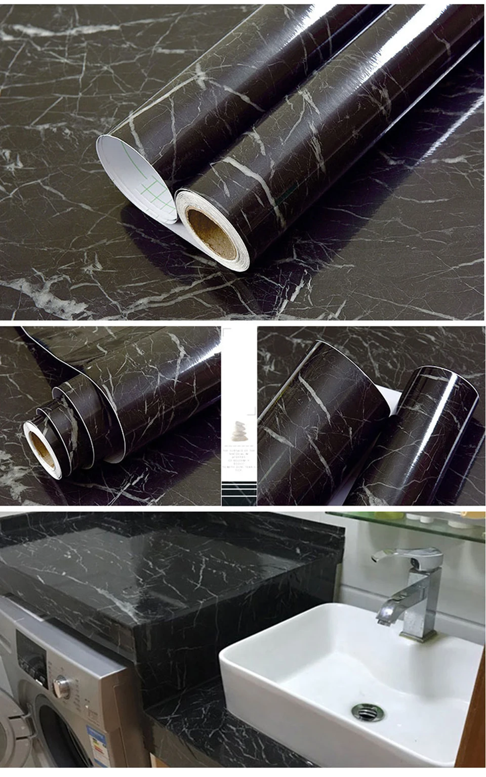 3 м мраморная контактная бумага, винил ПВХ водонепроницаемый DIY Съемный самоклеящийся настенный рулон бумаги для гостиной мебель