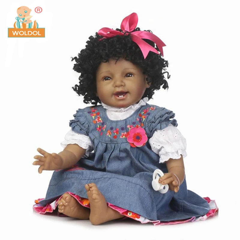 Boneca reborn baby doll черный имитирующий детский виниловый сенсорный лучший подарок для