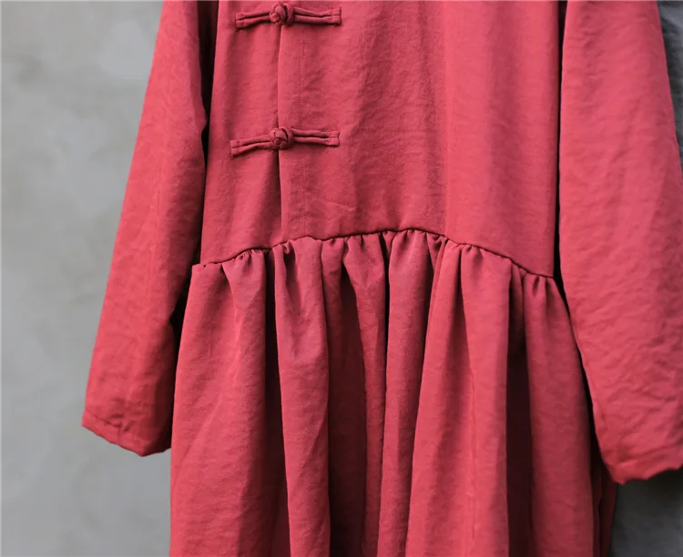 Johnature, новинка весны, женское платье на пуговицах со стоячим длинным рукавом, одноцветное, оригинальное, чонсам, свободное платье, женская одежда в винтажном стиле