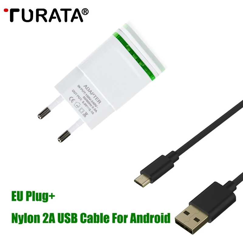 TURATA 2.1A быстро сетевой адаптер мобильный телефон зарядки Smart светодиодный свет ЕС