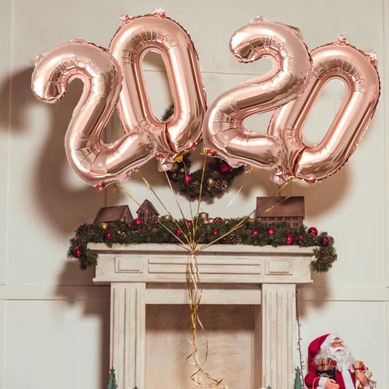 Chicinlife 4 шт 16 дюймов 2020 количество фольгированных воздушных шаров с новогодним