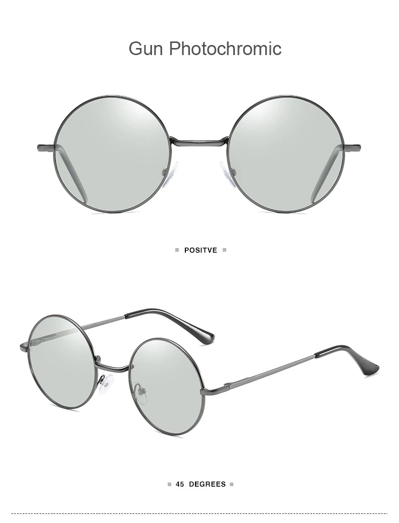 HBK, Ретро стиль, круглые фотохромные солнцезащитные очки для женщин и мужчин, черные, металлические, обесцвечивающиеся, поляризационные очки, безопасные, для вождения, ночного видения