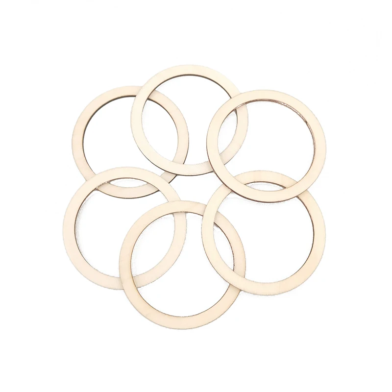 Anelli In Legno Naturali - 50 Pezzi - Per Fai Da Te, Artigianato, Gioielli - Diametro 4 Cm - Foto 3