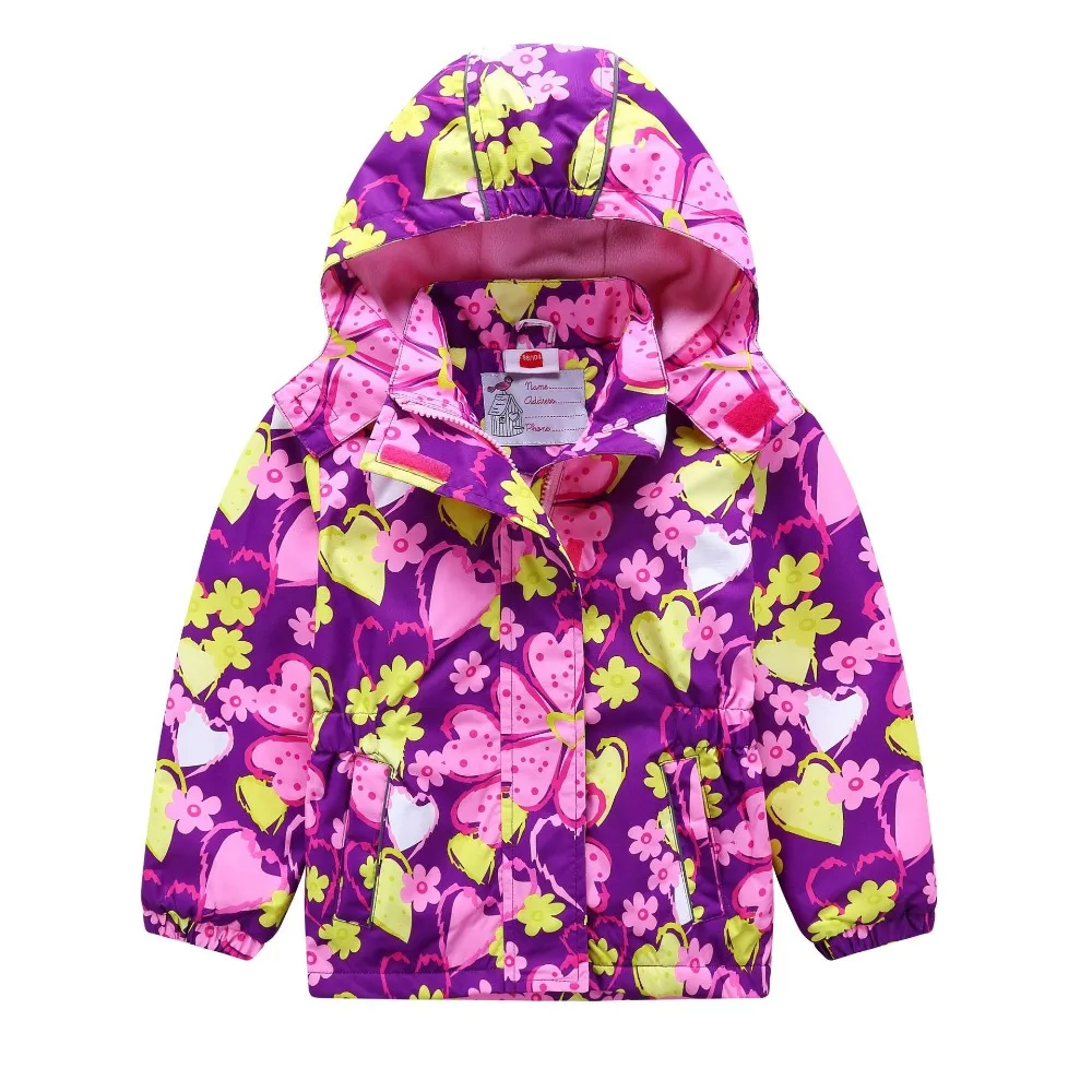 Брендовое теплое Детское пальто с цветочным принтом; куртки для маленьких девочек; водонепроницаемая верхняя одежда для детей; детская одежда из флиса; От 3 до 12 лет