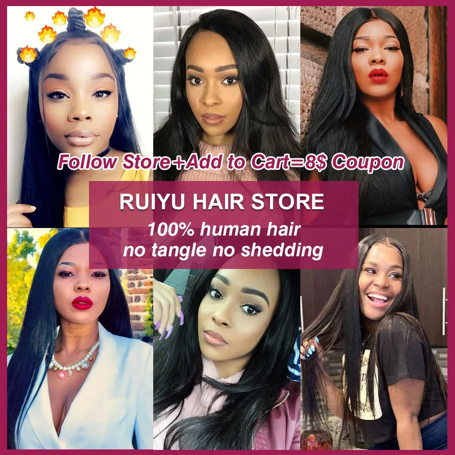 RUIYU Straight Hair Bundles Brazilian Hair Weave Bundles Human Hair Extensions 1/3/4 Bundles Non Remy Hair 10\