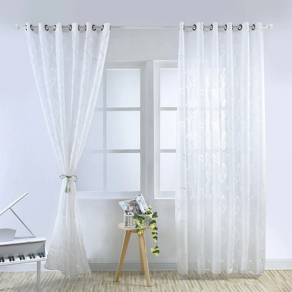 

ISHOWTIENDA 1Pcs Solid Window Curtain tulle fabric Drape Panel Daylight Protection Sheer Scarf Valances living room modern