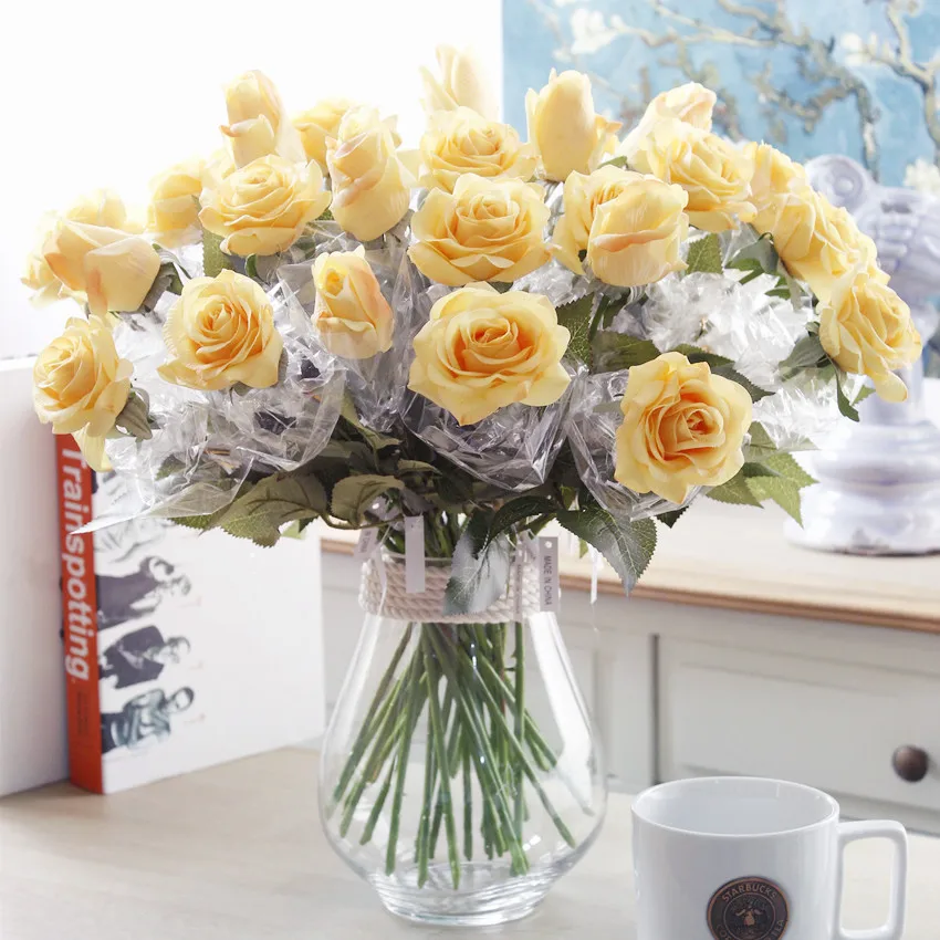 Rose Artificial Flower Bouquet wedding flowers silk peony home party decor  (30)