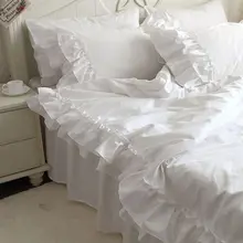 New korean double lotus leaf block bedding set handmade satin cotton lace folds bedding wedding decoration