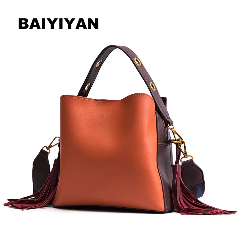 

Fashion Exquisite Women Bucket Bag Vintage Tassel Messenger Bag High Quality Retro Shoulder Bag Simple Crossbody Bag Tote