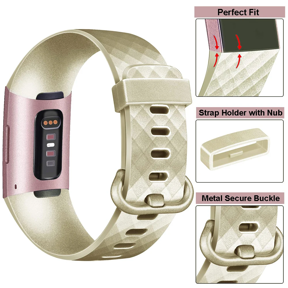 Baaletc мягкий силиконовый сменный ремешок для Fitbit Charge 3 розовое Золотое запястье ремешок с металлической пряжкой для Fitbit Charge 3