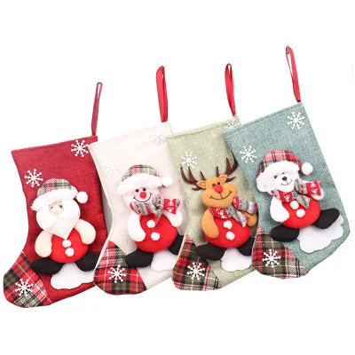 Большие рождественские чулки; подарки; носки с изображением Санта-Клауса и лося; Рождественский Подарочный рюкзак для детей; Рождественское украшение с изображением каминной елки;