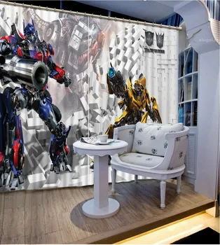 

3d Curtains Blackout for Living Room Kids Bedroom Fabric 3D cartoon anime robot Modern Home Decoration Living Room Curtains 3d