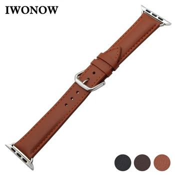 

Genuine Leather Watchband for iWatch Apple Watch 38mm 42mm Band Stainless Steel Pin Buckle Strap Wrist Belt Bracelet Black Brown
