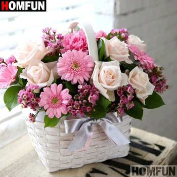 

HOMFUN Full Square/Round Drill 5D DIY Diamond Painting "Flower landscape" 3D Embroidery Cross Stitch 5D Home Decor A17677