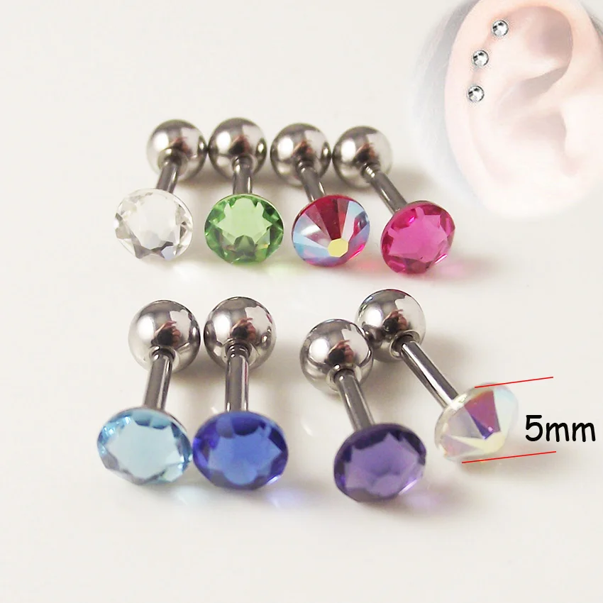 Isayoe 1 Piece 16G CZ Stone Tragus Helix Ear Piercing Helix Bar