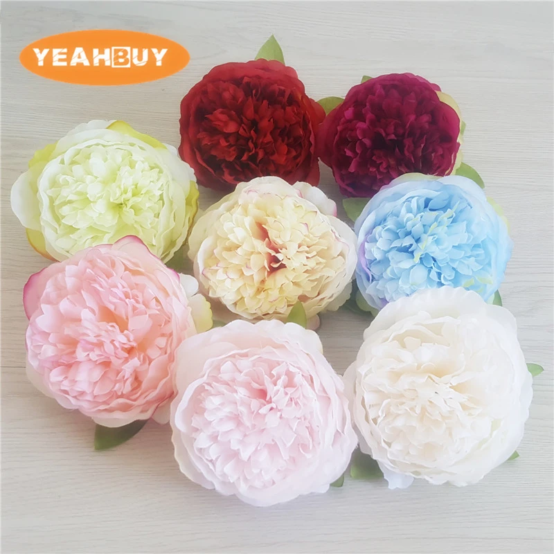 

100pcs/lot 10cm High Quality Peony Flower Head Silk Artificial Flower Wedding Decoration DIY Garland Craft Flower