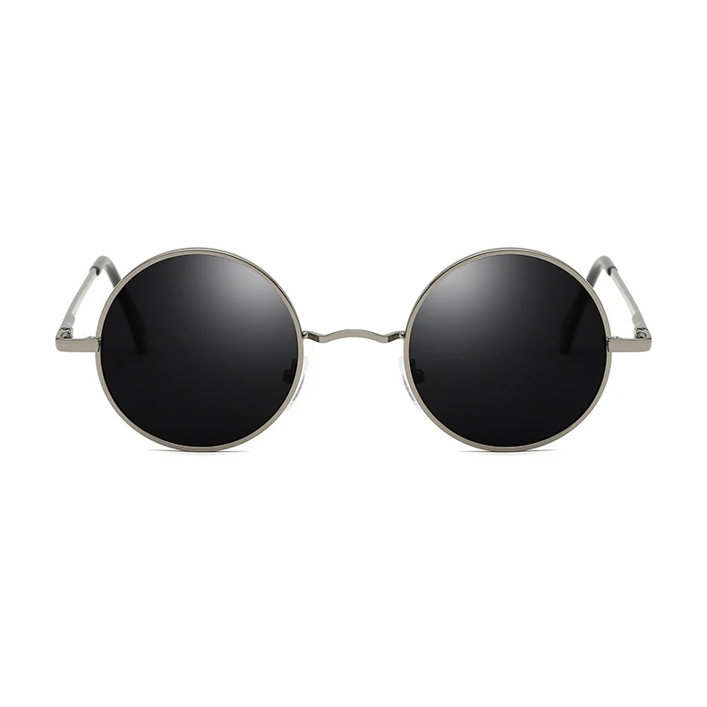 Elbru ретро классические круглые поляризованные солнцезащитные очки мужские и женские брендовые дизайнерские Винтажные Солнцезащитные очки металлические черные линзы для вождения солнцезащитные очки