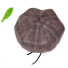 Восьмиугольная шляпа, модная новинка, газетная шапка для мальчика, женская осенняя и зимняя клетчатая шляпа в стиле ретро в английском стиле, шляпа тыквы, 20