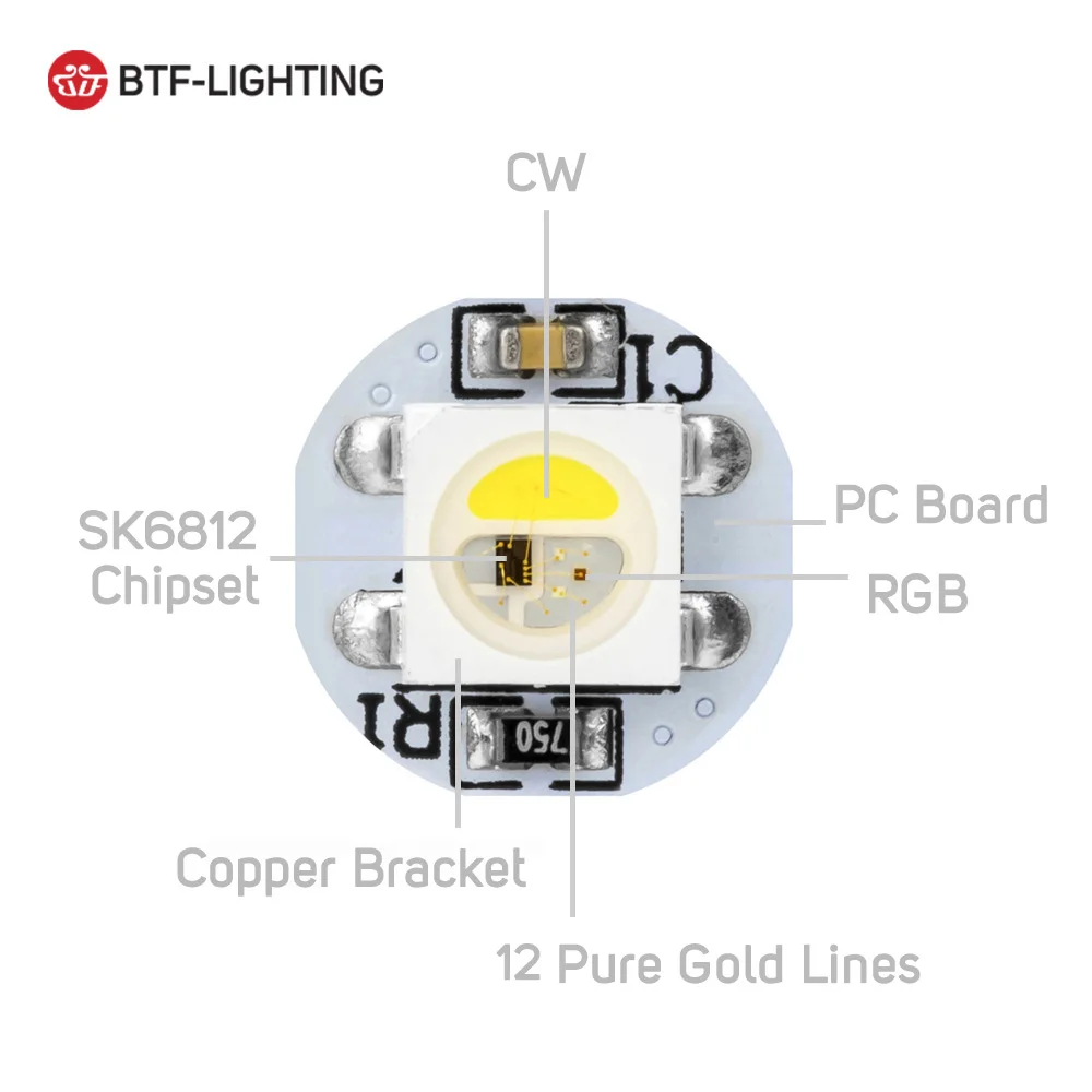 WS2812B светодиодный чип с радиатором доска 10 мм x 3 WS2811 IC WS2813 5050 SMD RGB SK6812 RGBW 100 шт. чёрно