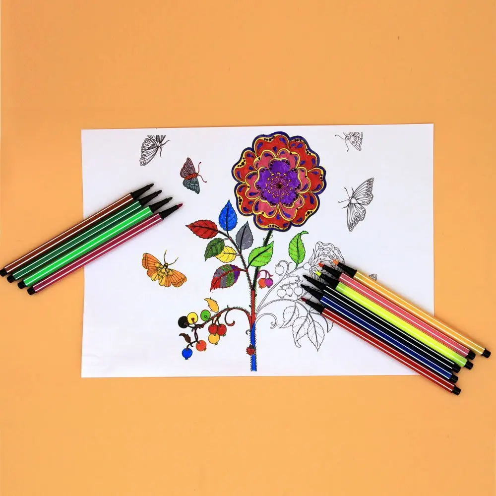 Colorato Pennarelli Acquerello Punta Fine Disegno A Penna Set di 12 18 per Adulti e Bambini Libri Da Colorare in Colorato Pennarelli Acquerello Punta Fine