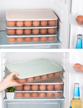 

24 Grid Plastic Egg Box Kitchen Egg Storage Box Portable Egg Rack Stackable Refrigerator Storage Box Multi-function Storage Box