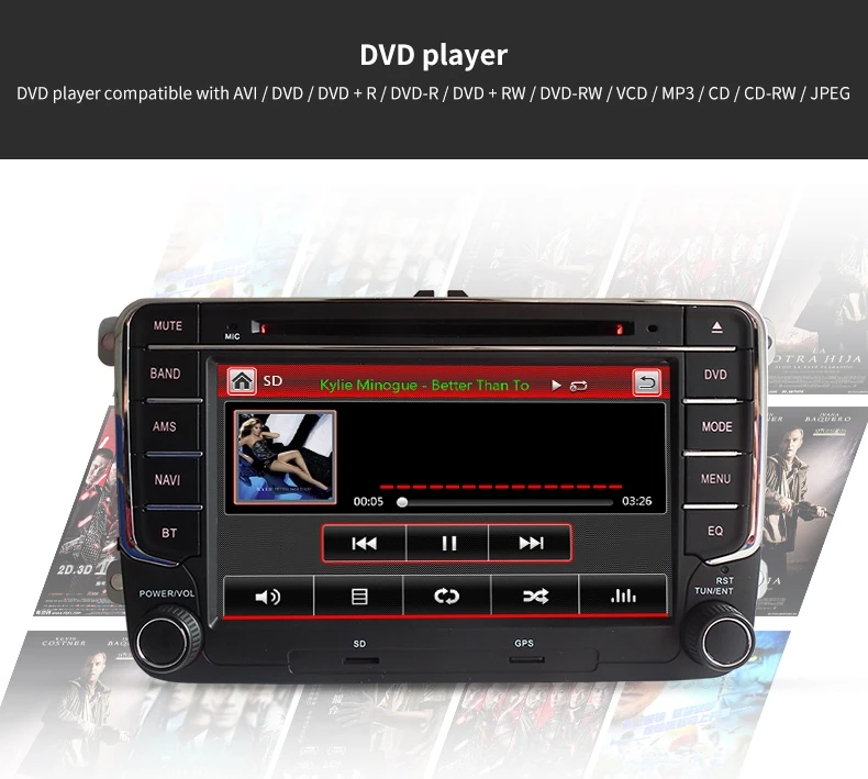 Perfect Wince Car DVD Player GPS Navigation Two Din 7 Inch For Volkswagen VW Skoda POLO PASSAT B6 CC TIGUAN GOLF 5 Fabia support 1080p 13
