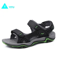 Yitu Для мужчин летние Сандалии для девочек прогулочная Пляжная Летняя обувь противоскользящая водонепроницаемая обувь большой Размеры мягкие плоские туризма мужская обувь