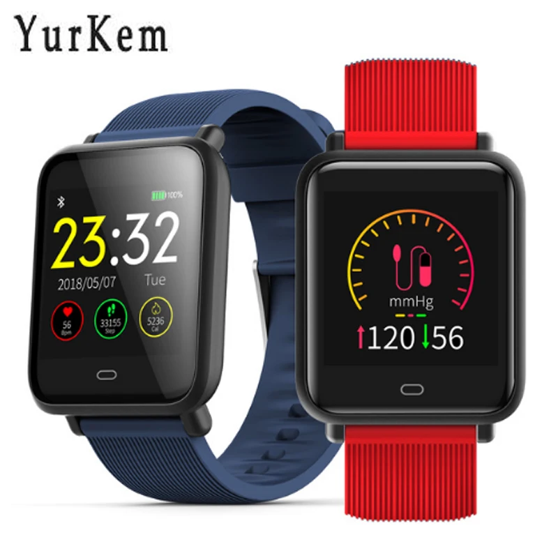 

YurKem Q9 Blood Pressure Heart Rate Monitor Smart Watch IP67 Waterproof Sport Fitness Trakcer Watch Men Women Smartwatch