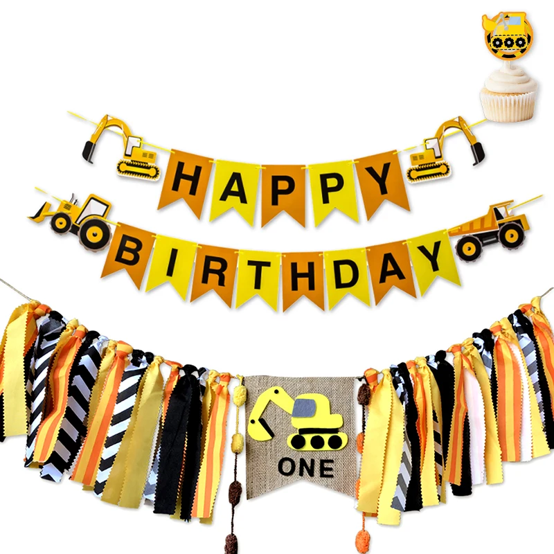 

HOYVJOY Industrial wind excavator pull flag happy birthday Carnival party banner Home decoration Customizable
