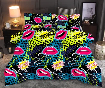 

Sexy Red Lips Printed Bedding Set Duvet Cover Sets Queen King Quilt Cover Bed Linen