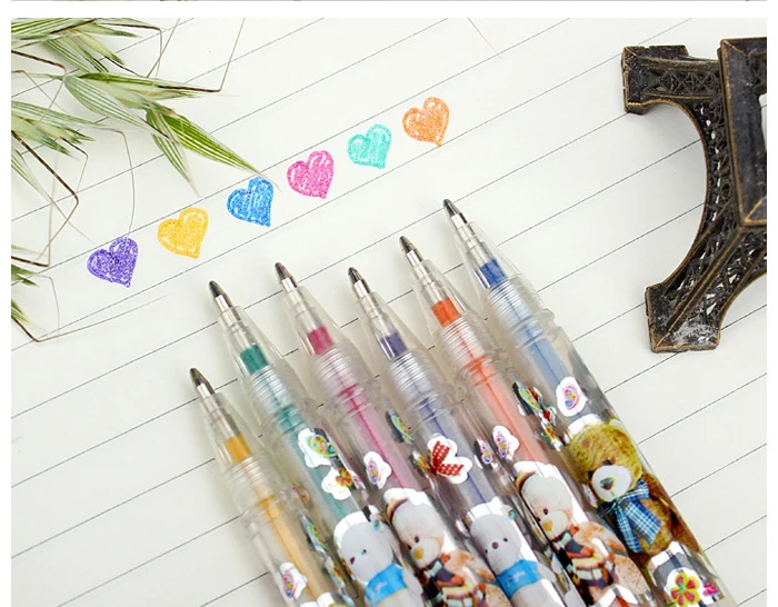 6 ручек в наборе, радужная гелевая ручка, сделай сам, ручка для фото, 6 цветов, гелевая заправка, многоцветная ручка,, в продаже, подарок для ребенка