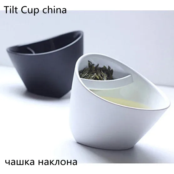 

Novelty Smart china Tea Cup Slope Mug For Tea set Tilt Cup mugs tea cups xicara tazas Smart clay tray taza Gift teapot Creative