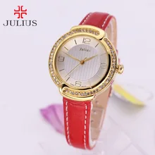 Girl Wrist Watch Quartz Ladies’s Hours Greatest Vogue Gown Bracelet Band Leather-based Crystal Elegant Valentine Lady Reward Julius JA-690