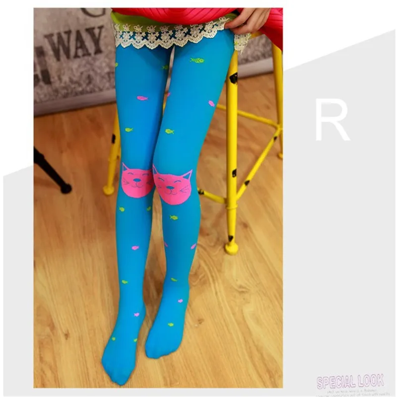 Kids Girls Tights For Girls Velvet Candy Colors Cute Cat Fish Tights for Baby Children Pantyhose Stocking Summer Spring kids pantyhose ballet tights toddler tights