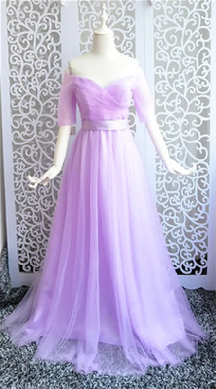 Это YiiYa платье подружки невесты с рукавом до локтя, вырез лодочкой, серые Элегантные платья невесты, кружевные Длинные вечерние платья, яркие цвета, JY001-2 - Цвет: light purple